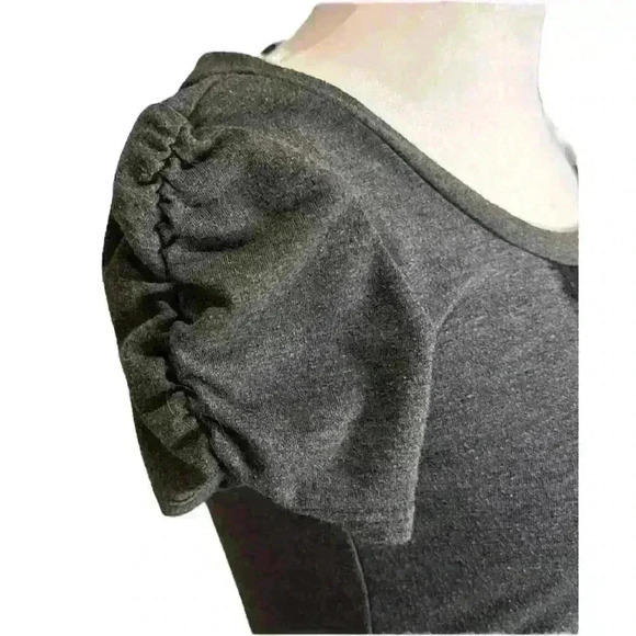 Iz Byer Y2K gray short sleeve top with black lace detail size small - Picture 3 of 8